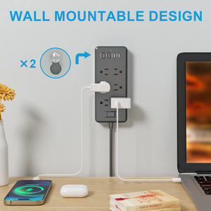 Regleta de Enchufes con Certificación de Seguridad, 6 Tomas de Corriente, Clasificación IP20, Cable de 3 Metros, Puertos USB, 110V-240V, para Uso Doméstico y Comercial - Product Image 6