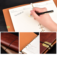 Carnet en cuir professionnel A5 pour entreprise, journal de voyage, reliure à 6 anneaux, logo personnalisé, sangle détachable, carnet de réunion