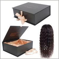 Boîte Pliante de Luxe Grande et Profonde Rectangulaire en Or Rose Satinée et Dentelle pour Emballage de Perruques de Cheveux Humains et Produits Capillaires pour Entreprises