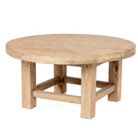 Salon antique Table à thé ronde solide en chêne massif de style rustique Wabi-sabi en bois recyclé Table basse