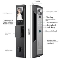 Serrure Intelligente S15 avec Reconnaissance Faciale, Empreinte Digitale, Interphone Vidéo, Mémoire Cloud, Carte SD, Application Tuya/GPRS, en Alliage d'Aluminium