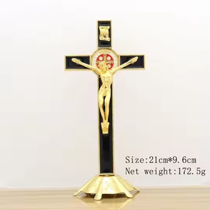 Katolik Yesus logam berdiri salib dekorasi agama Salib Katolik salib logam tampilan St. Benedict salib - Product Image 1