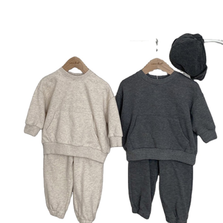 Children's Korean autumn and winter new simple loose casual sweater pants parent-child two-piece suit