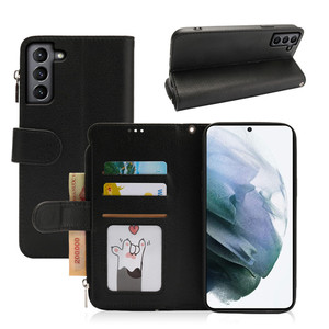 Pochette <span class=keywords><strong>de</strong></span> luxe sac <span class=keywords><strong>de</strong></span> téléphone portable pour Samsung Galaxy S24 Ultra S25 FE S23 Plus S22 PU cuir fermeture éclair sac à main portefeuille couverture <span class=keywords><strong>de</strong></span> livre - Product Image 2
