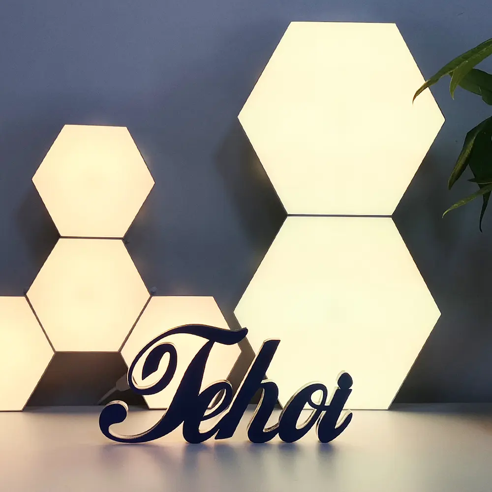 Gaming Lights Wall 7 Inch Smart App Controlled Big Hexagon Light Panel DIY Quantum Honeycomb RGB Hexagon Lights Glide Wall Lamp For Gaming Bedroom