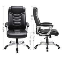 Silla Ejecutiva de Oficina de Cuero con Respaldo Alto, Reclinable 110 Grados, Giratoria, para Escritorio, con Cojín Grueso de 7cm, Ergonómica, para Jefes
