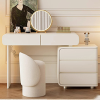 Mobilier moderne table de toilette avec miroir en bois blanc et Led chambre à coucher armoire latérale ensemble de coiffeuse commode de luxe en bois avec tiroirs