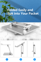 Support de bureau en aluminium 2026, support pliable réglable en hauteur pour ordinateurs portables et tablettes (vente en gros d'usine et OEM)
