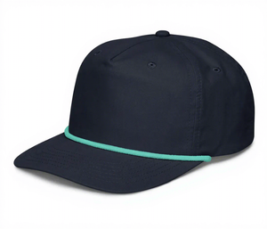Casquette plate en gros à 5 panneaux structurée, casquette snapback respirante en polyester avec logo brodé, couvre-chef de sport ajustable - Product Image 2