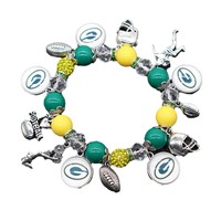 Gelang Mutiara Unisex Berbahan Paduan Seng dengan Logo Kustom, Desain Baru Terlaris, Manik-Manik Elastis,  Perhiasan Penyemangat Tim Sepak Bola, Hipoalergenik