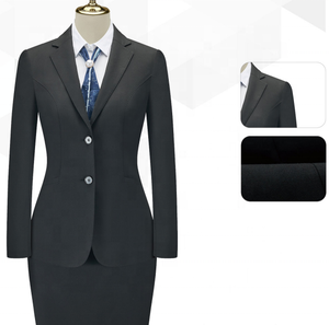 ファンジョンファッション ブラック ネイビーブルー ビジネススーツ ユニセックス フォーマル ホテル受付制服 結婚式 静電気防止 毛玉防止 - Product Image 3