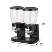 Double distributeur de céréales Récipient pour aliments secs Distributeur en plastique Boîtes de stockage pour magasin Noix Grains de café Double contrôle
