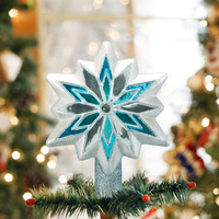 Ornement soufflé en verre de dessus d'arbre de flocon de neige de Noël pour l'arbre de Noël écologique