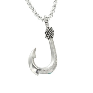 Collar con colgante de anzuelo yunnique, plata tibetana, unisex, regalo de joyería retro de moda - Product Image 1