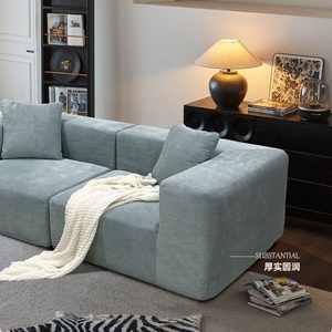 Conjunto de sofá de bloque de terciopelo de pana estilo crema perezoso nórdico sala de estar tela tapizada Decoración Para apartamento compresión al vacío - Product Image 4
