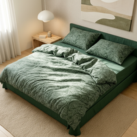 Parure de lit super king size imprimé feuilles de jungle tropicales moderne, respirante, été, écologique, 100% coton à fibres longues 400T