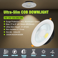 15W 20W 30W Led Cob Downlight encastré intérieur Down Light Spotlight 6500K 9w 12w Led Plafonnier Spot