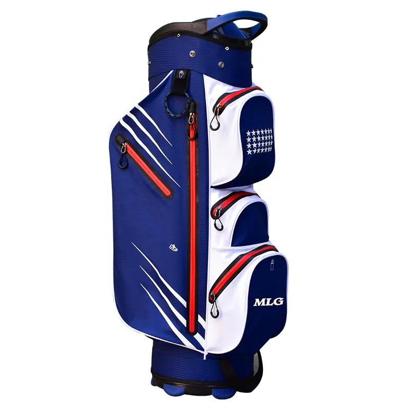 Водонепроницаемая сумка для гольфа на молнии с логотипом под заказ, синие и белые сумки для гольфа высокого качества