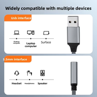Adaptateur USB vers prise audio 3,5 mm, carte son externe USB avec puce DAC, convertisseur auxiliaire tressé en nylon pour PC, ordinateur portable, casque