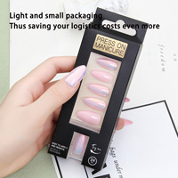 Vente en gros 24pcs Diamant Grille Phosphorescence Faux Ongles Haute Qualité Amande Ongles Pour Conseils Appuyez Sur Les Ongles