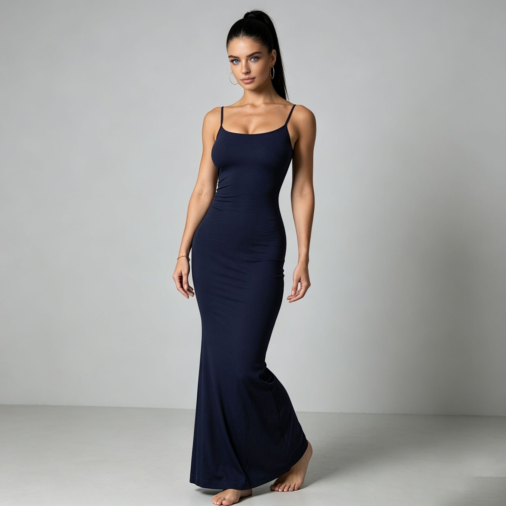 Zipper-Front Tummy-Control Shapewear Dress: back view showing seat coverage and shaping construction