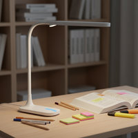Lampe de bureau LED ABS contemporaine, simple, électrique, flexible, mince, avec commande tactile et double gradation, pour lecture et table.