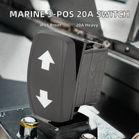 Interrupteur à bascule marin 3 positions ON-OFF-ON avec double bouton fléché 12V/24V 20A robuste IP65 pour voiture, bateau, camping-car, automobile
