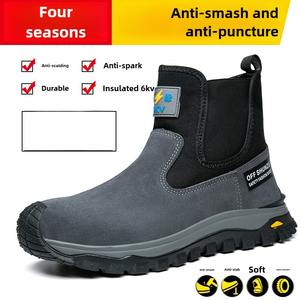 Zapatos de Seguridad para Hombre, Botas de Trabajo para Soldador, Antiaplastamiento, Puntera de Acero, Cuero Antipinchazos, Corte Alto en el Tobillo - Product Image 6