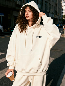 TKAN281 Vente en gros de sweats à capuche personnalisés avec impression et broderie, coton de luxe 380g, cordons, sweats à capuche en molleton vierge, épaules tombantes, pulls pour hommes - Product Image 2