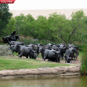 Outdoor Garden Large Bronze Brass <strong>Longhorn</strong> Bull Sculpture Cattle Statue
