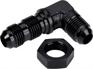 Adaptador de Conexión de Combustible para Mamparo, Aluminio, 90 Grados, 4, 6, 8, 10, 12 AN, Unión Macho con Abocardado, con Tuerca de Mamparo 4AN, 6AN, 8AN, 10AN, 12AN - Product Image 2