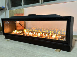 PANSEE Caminetto <span class=keywords><strong>a</strong></span> <span class=keywords><strong>Gas</strong></span> Moderno in Acciaio con Vetro su Due Lati e <span class=keywords><strong>Design</strong></span> <span class=keywords><strong>a</strong></span> Sifone, con Telecomando, per Villa e Appartamento, Fiamma Reale per Interni - Product Image 6