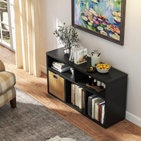 Étagère de rangement modulaire en métal moderne à profil bas avec 5 cubes, présentoir en grille pour salon et mobilier de maison