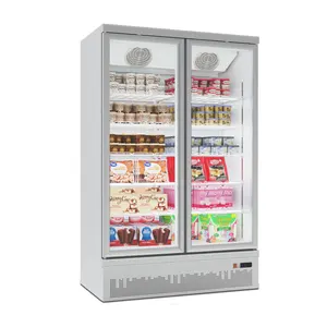 LD-1253 Double Door Supermarket Beverage Cooler Factory Price Comercial Refrigeration Equipment Glass Door Showcase