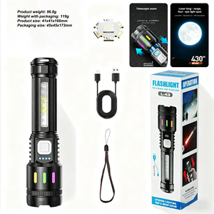 Siêu điện trắng <span class=keywords><strong>Led</strong></span> đèn pin dài khoảng cách USB sạc sáng ngoài trời chiếu sáng chiến thuật Flash loại C - Product Image 6