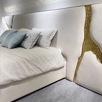 Cadre de lit double Furnistyle en cuir véritable de luxe italien, prix d'usine, moderne, taille King/Queen, garantie 2-5 ans pour la maison