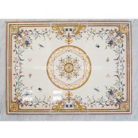 Médaillon de marbre Waterjet à motifs floraux de fabrication Gulf Arabia, carrelage de sol incrusté pour projets de palais royaux, villas, halls et Majlis