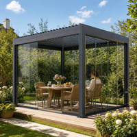 Baignoires Spa Extérieures Électriques Étanche en Aluminium de Haute Qualité avec Toit à Persiennes et Portes Coulissantes en Verre, Mobilier pour Salles de Sauna