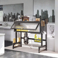 Égouttoir mural pliant à double niveau pour cuisine, style général Hebei, pour le rangement des vaisselles et des ustensiles de table