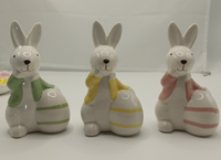 Ensemble Lapin Mignon de Pâques, Décoration de Table Style Ferme en Résine Faite à la Main et Peinte à la Main, Motif Animalier pour Fêtes à Domicile et Fêtes de Fin d'Année