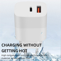 Cargador Rápido Universal de Viaje USB+Tipo-C de 25W PD 2.0 QC3.0, Adaptador de Carga Rápida Tipo C, Mini Cargador para EE. UU./UE