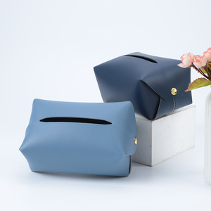 Luxury Design Plain Rectangular Soft PU Leather Gold Napkin Holder Tissue Box With Cover For Hotel Farmhouse