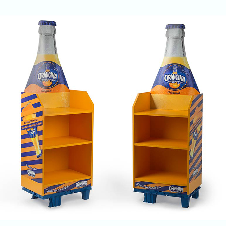 Customized Free Standing Stackable Supermarket Beverage Stand Bottle Juice Display Stand for Orange Juice — view 5