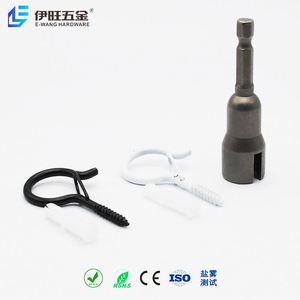 YIWANG Q Hanger Tornillos de gancho de ojo de techo blanco y negro con hebilla de seguridad para luces de cadena al aire libre - Product Image 2
