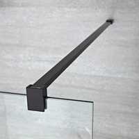 Cabine de douche moderne sans cadre à panneaux fixes en verre trempé transparent avec barre de support en acier inoxydable