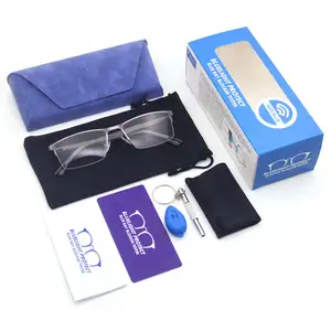 Anti-Blue Light Square Frame Gaming Eyewear for Men Stainless Optical Glasses with Clear Lenses Myopia Adjustment for Adults