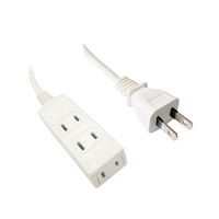 Rallonge électrique japonaise homologuée PSE, triple prise 15A 125V, fiche en cuivre pur avec prise, sans mise à la terre, usage résidentiel