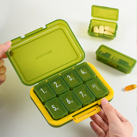 Boîte de rangement pour pilules en plastique de haute qualité à 8 compartiments hebdomadaires, boîte portable, distributeur de médicaments de qualité alimentaire