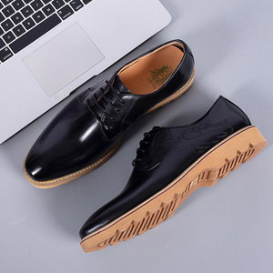 Chaussures habillées pour hommes en cuir véritable, basses, marron café, vert foncé, noir, violet foncé, semelle en caoutchouc, tailles 38-47, pour tenue formelle - Product Image 3