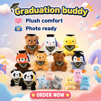 Boneka Beruang Wisuda Plush Source Factory 24cm, Gantungan Kunci Beruang Lucu, Liontin Topi Rumbai, Hadiah Mesin Cakar/Arcade Game